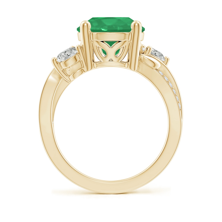 10mm A Emerald and Diamond Twisted Vine Ring in Yellow Gold side 199