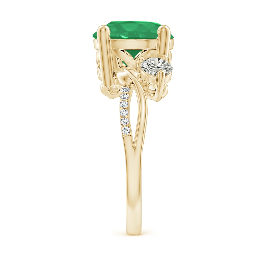 10mm A Emerald and Diamond Twisted Vine Ring in Yellow Gold side 299