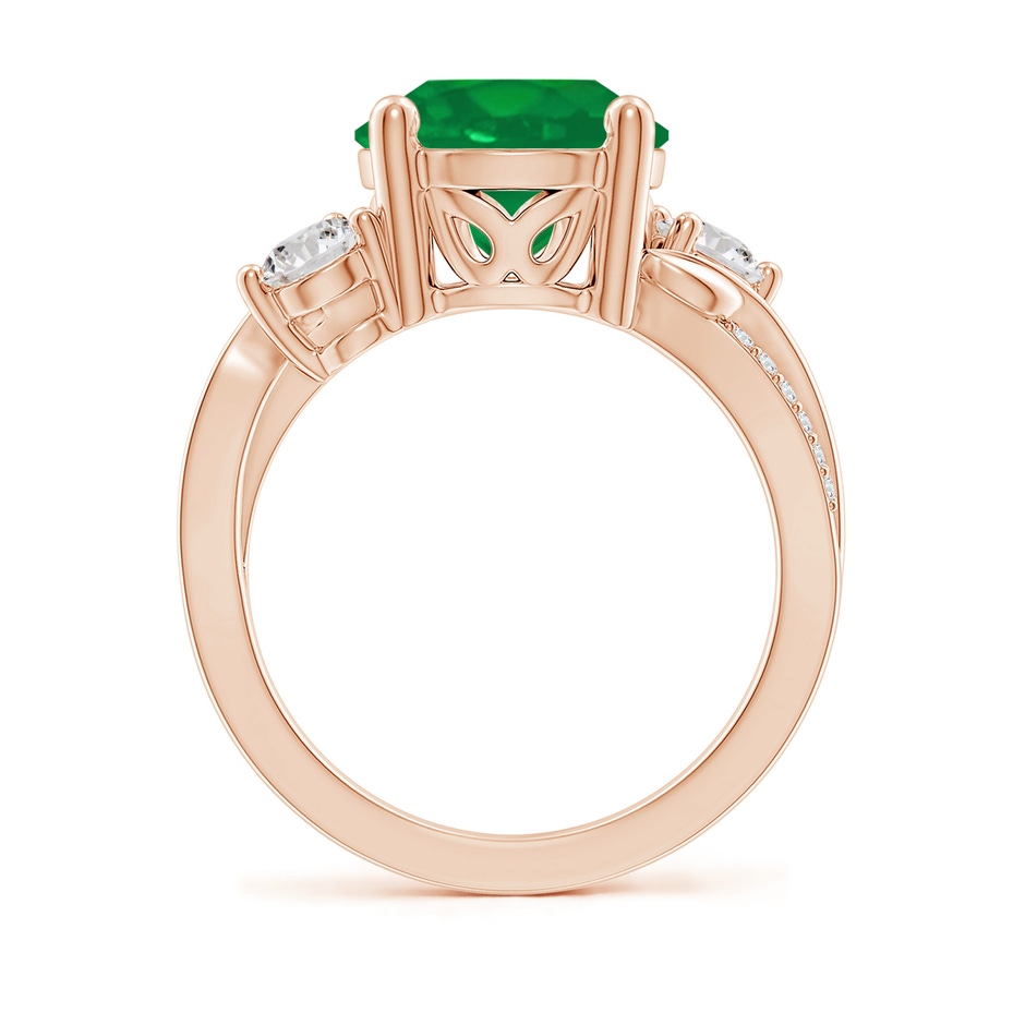 10mm AA Emerald and Diamond Twisted Vine Ring in 18K Rose Gold side 199