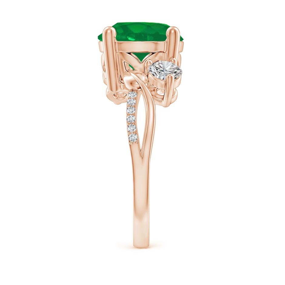 10mm AA Emerald and Diamond Twisted Vine Ring in 18K Rose Gold side 299
