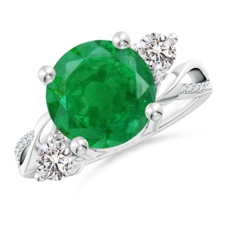 10mm AA Emerald and Diamond Twisted Vine Ring in P950 Platinum