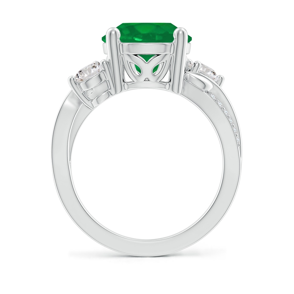 10mm AA Emerald and Diamond Twisted Vine Ring in White Gold side 199
