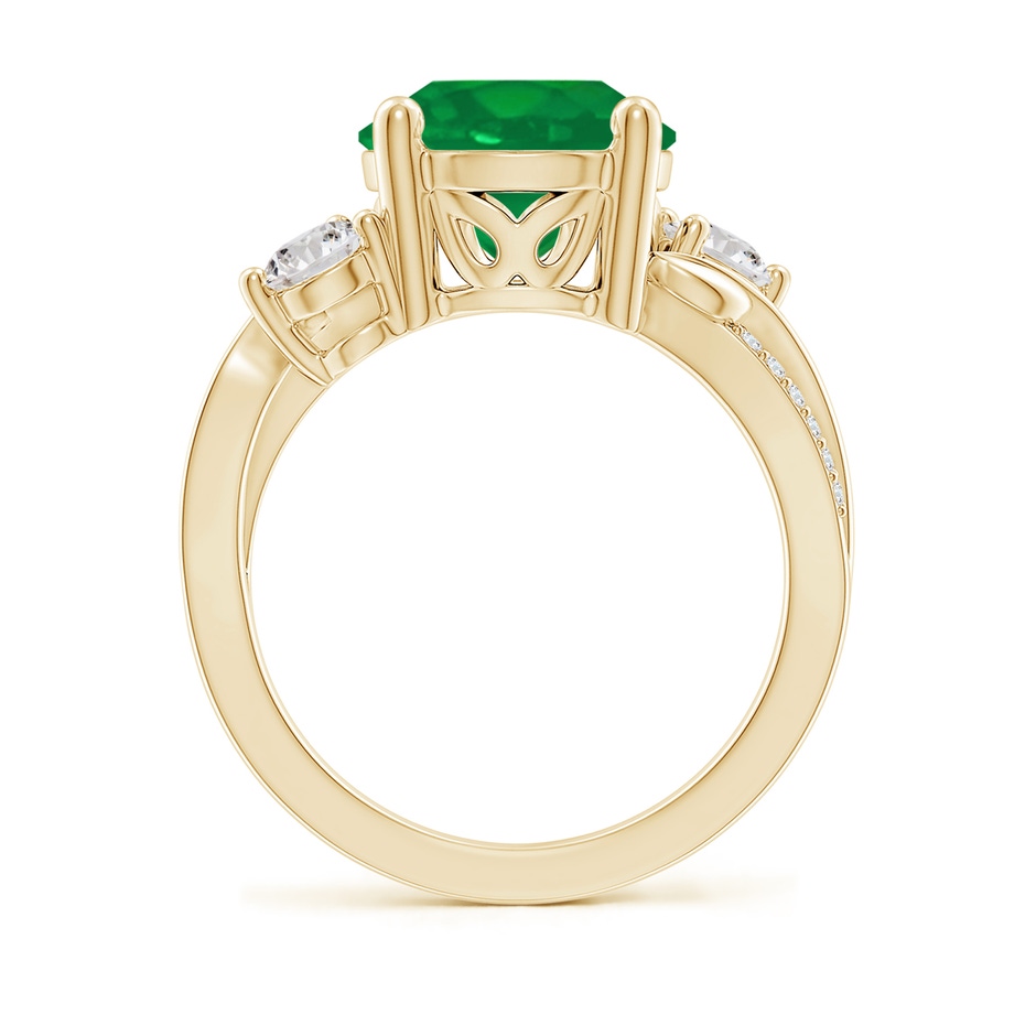 10mm AA Emerald and Diamond Twisted Vine Ring in Yellow Gold side 199