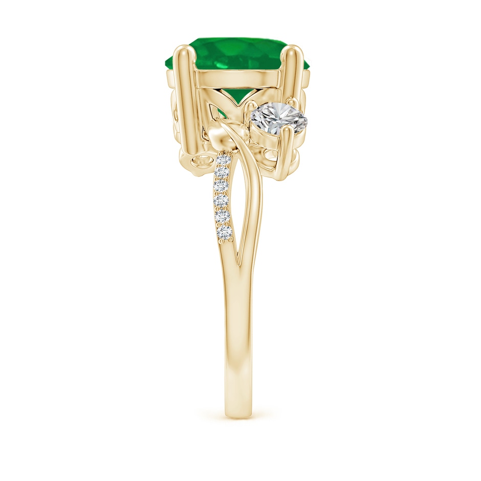 10mm AA Emerald and Diamond Twisted Vine Ring in Yellow Gold side 299