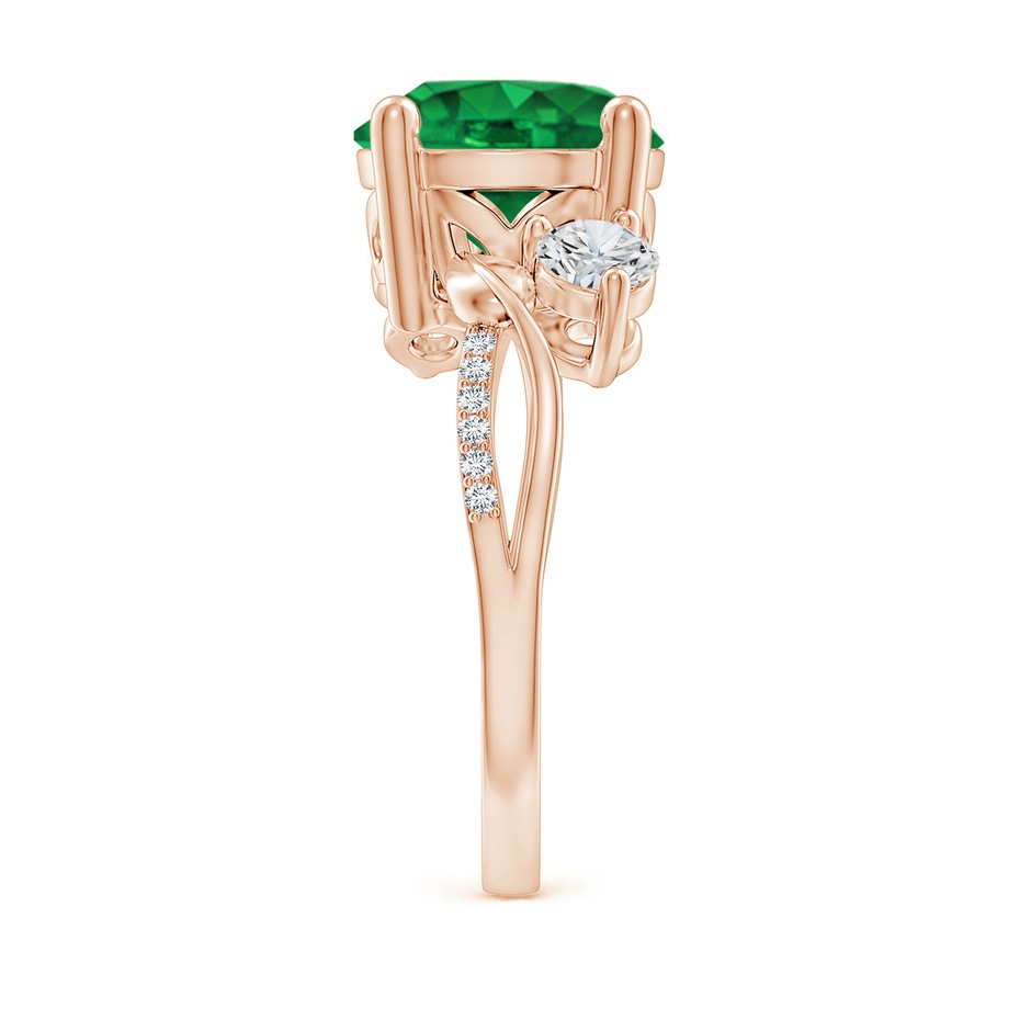 10mm AAA Emerald and Diamond Twisted Vine Ring in 18K Rose Gold side 299