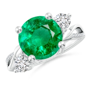 10mm AAA Emerald and Diamond Twisted Vine Ring in P950 Platinum