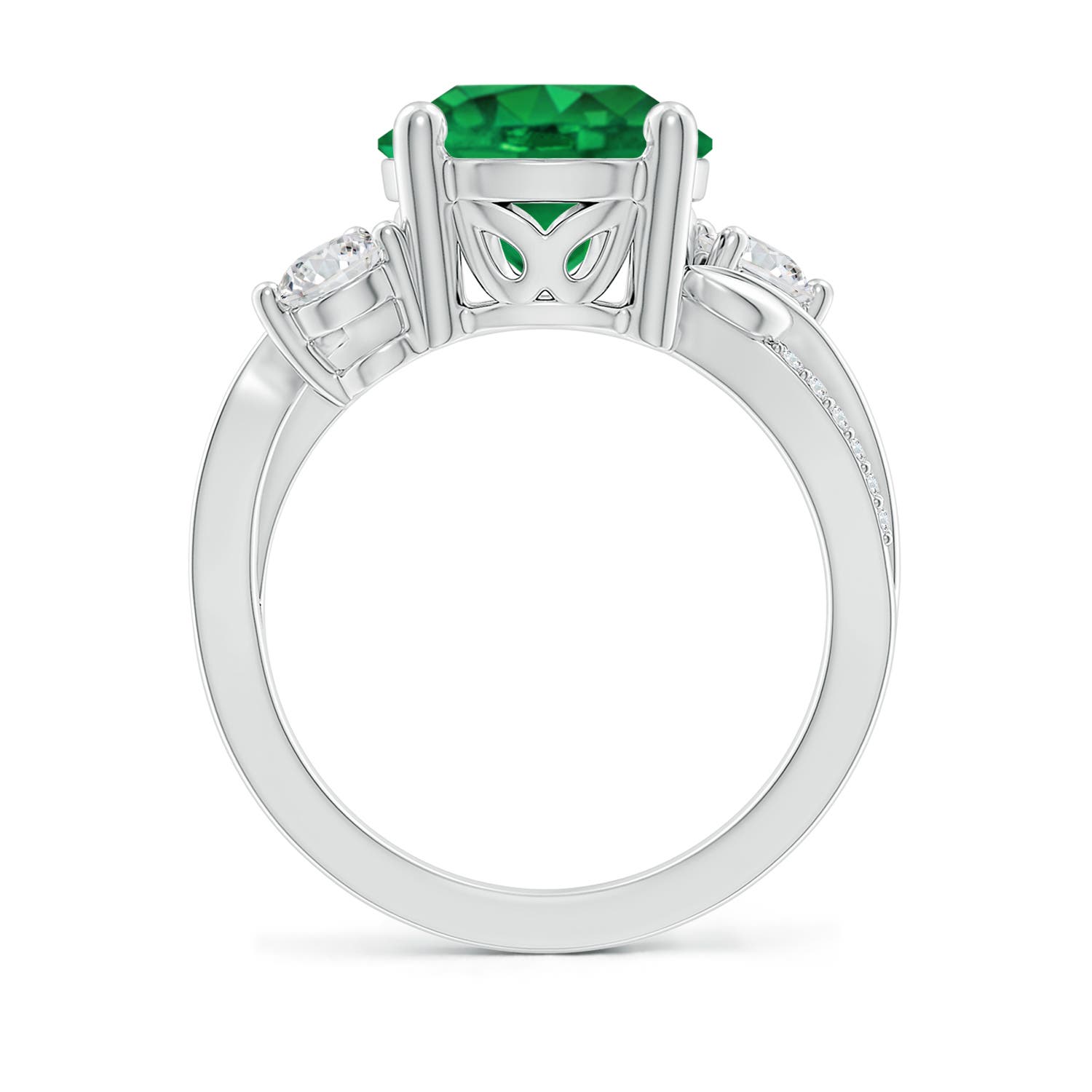 10mm AAA Emerald and Diamond Twisted Vine Ring in P950 Platinum - side 3