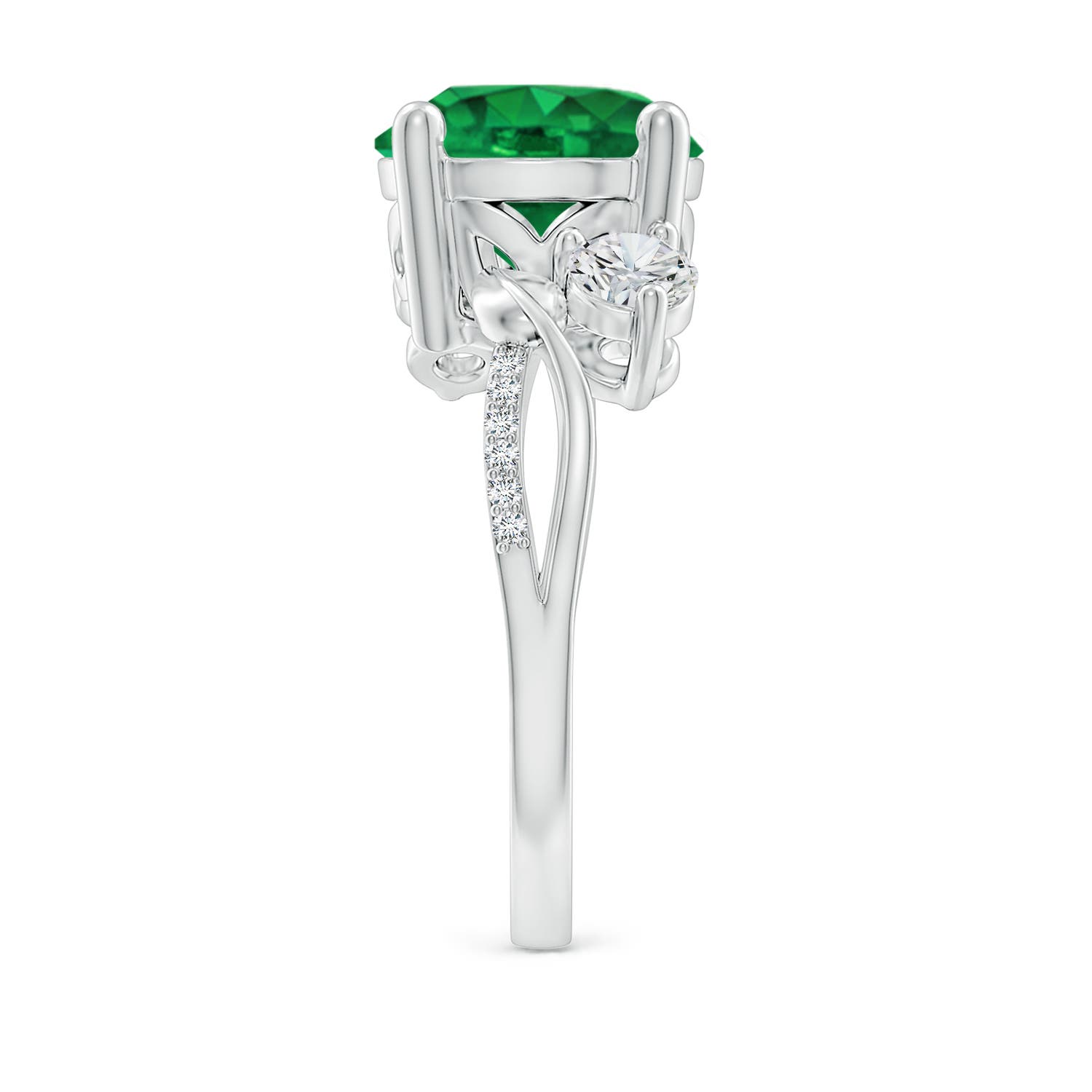 10mm AAA Emerald and Diamond Twisted Vine Ring in P950 Platinum - side 5