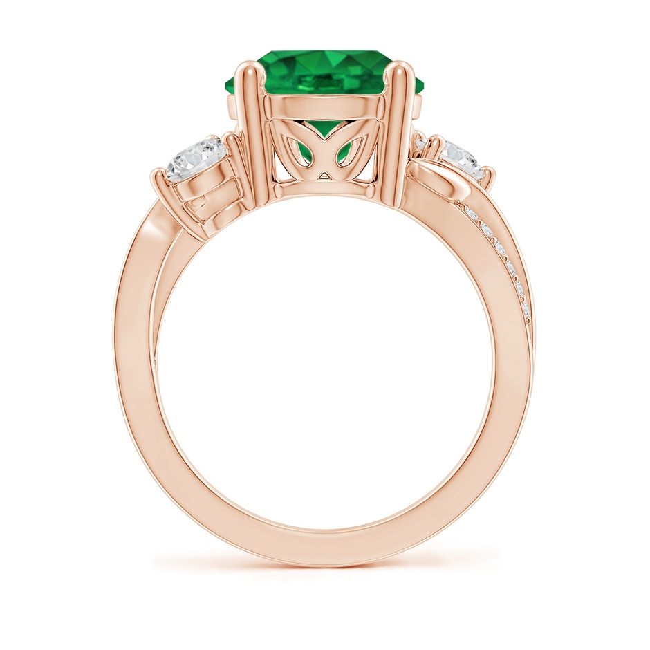 10mm AAA Emerald and Diamond Twisted Vine Ring in Rose Gold side 199