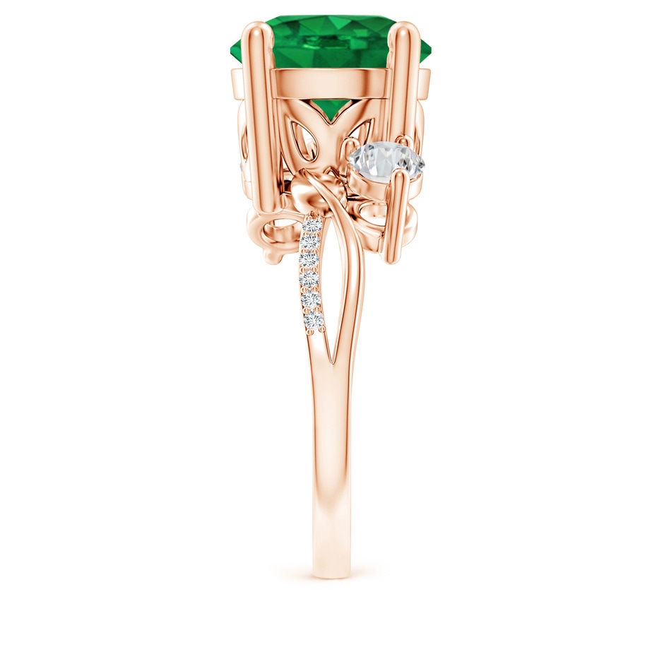 10mm AAA Emerald and Diamond Twisted Vine Ring in Rose Gold side 299