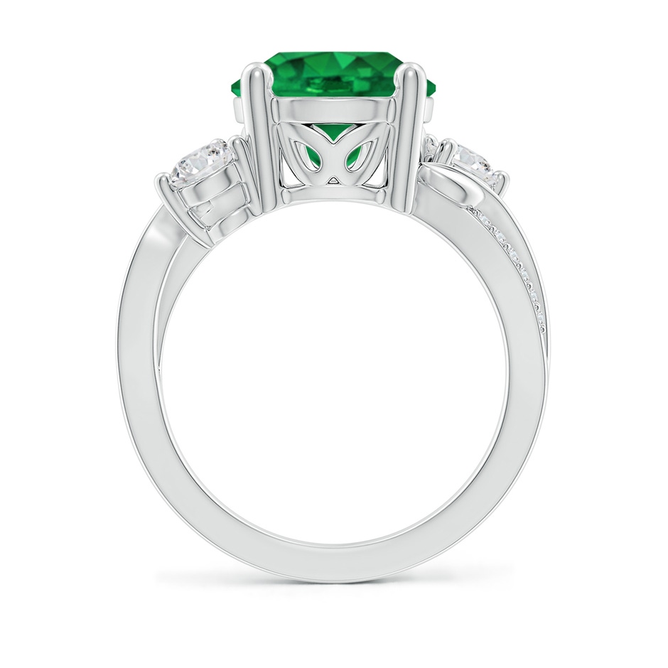 10mm AAA Emerald and Diamond Twisted Vine Ring in White Gold side 199