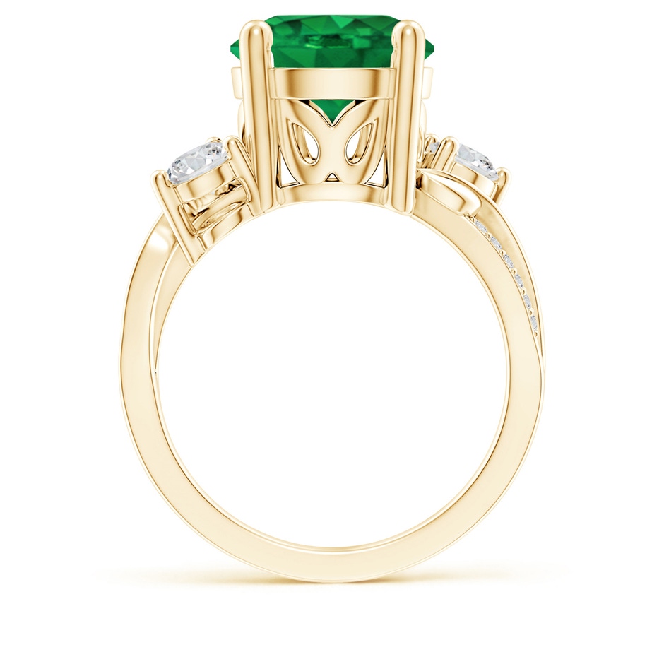 10mm AAA Emerald and Diamond Twisted Vine Ring in Yellow Gold side 199