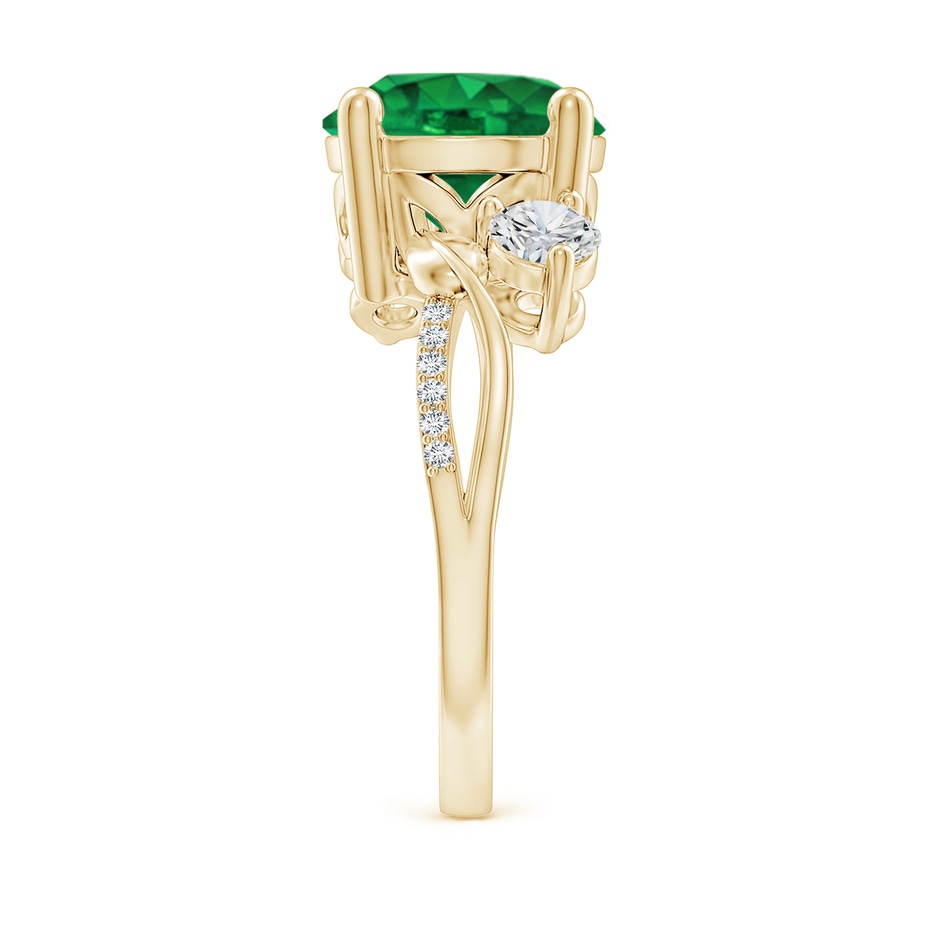 10mm AAA Emerald and Diamond Twisted Vine Ring in Yellow Gold side 299