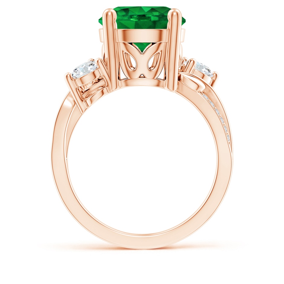 10mm AAAA Emerald and Diamond Twisted Vine Ring in Rose Gold side 199