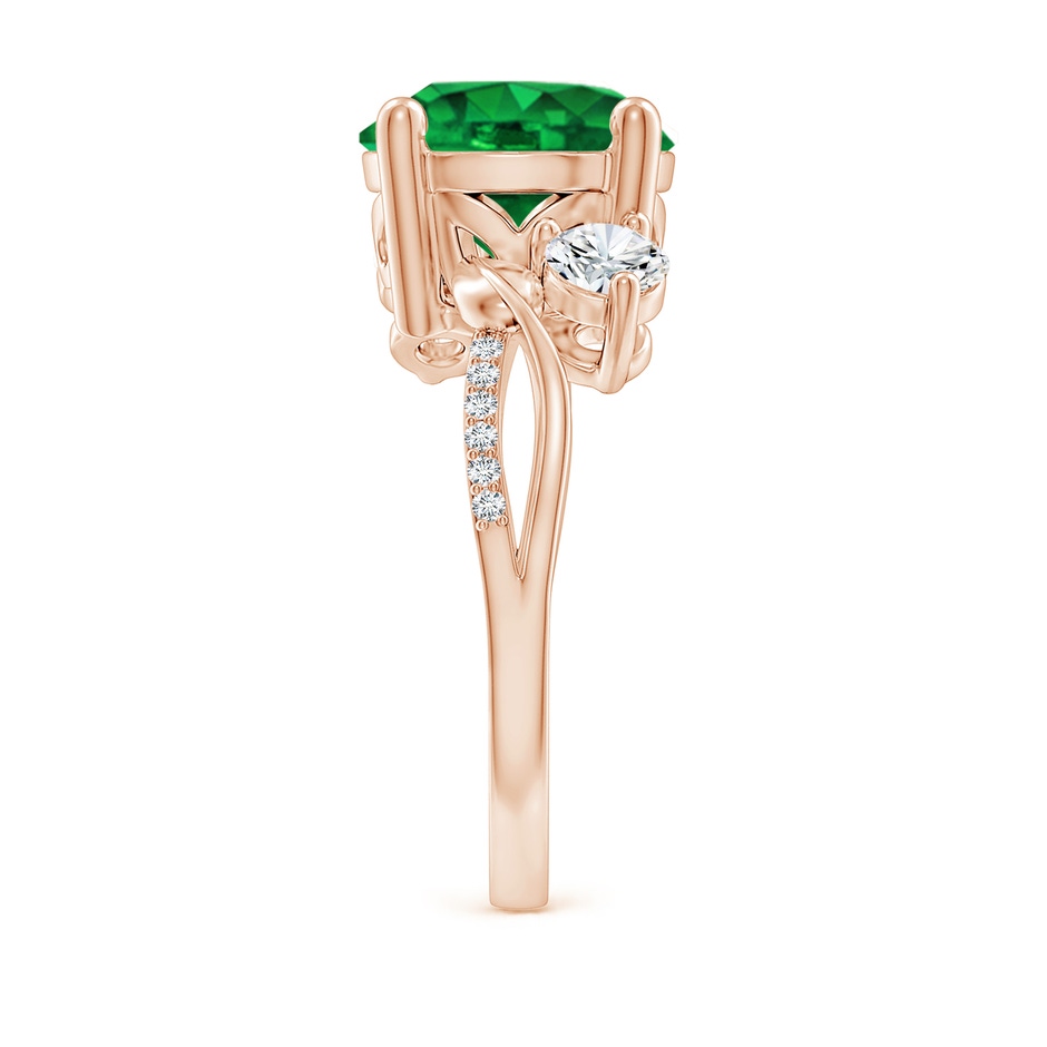 10mm AAAA Emerald and Diamond Twisted Vine Ring in Rose Gold side 299