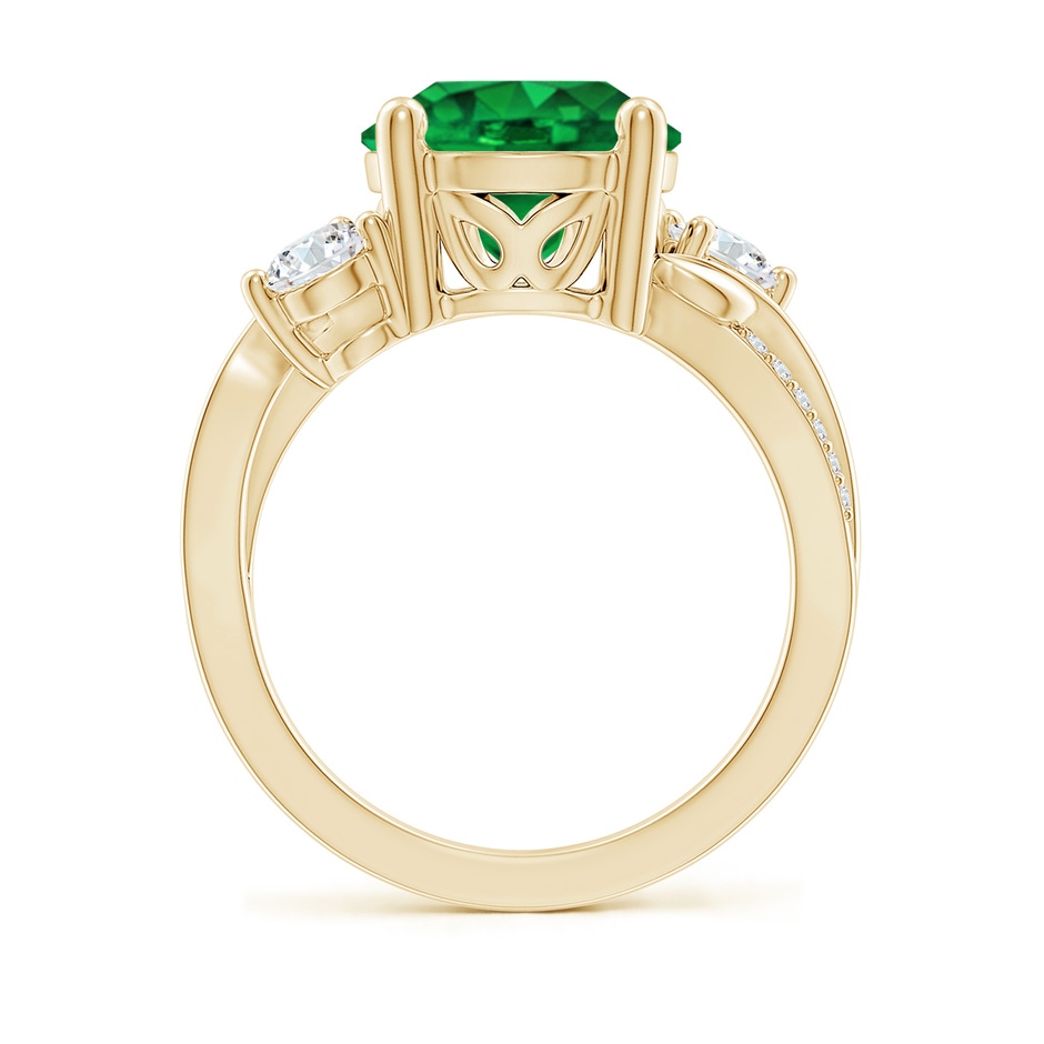 10mm AAAA Emerald and Diamond Twisted Vine Ring in Yellow Gold side 199