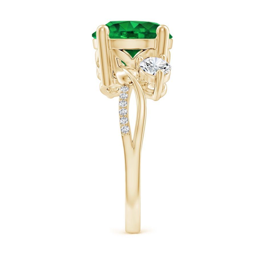 10mm AAAA Emerald and Diamond Twisted Vine Ring in Yellow Gold side 299