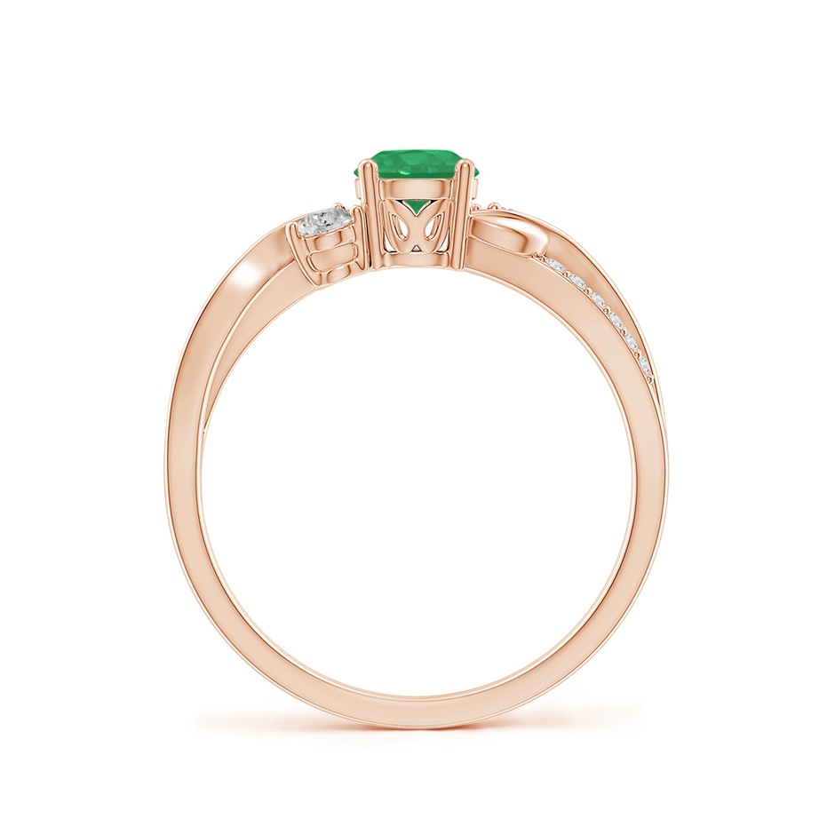 5mm A Emerald and Diamond Twisted Vine Ring in Rose Gold side 199