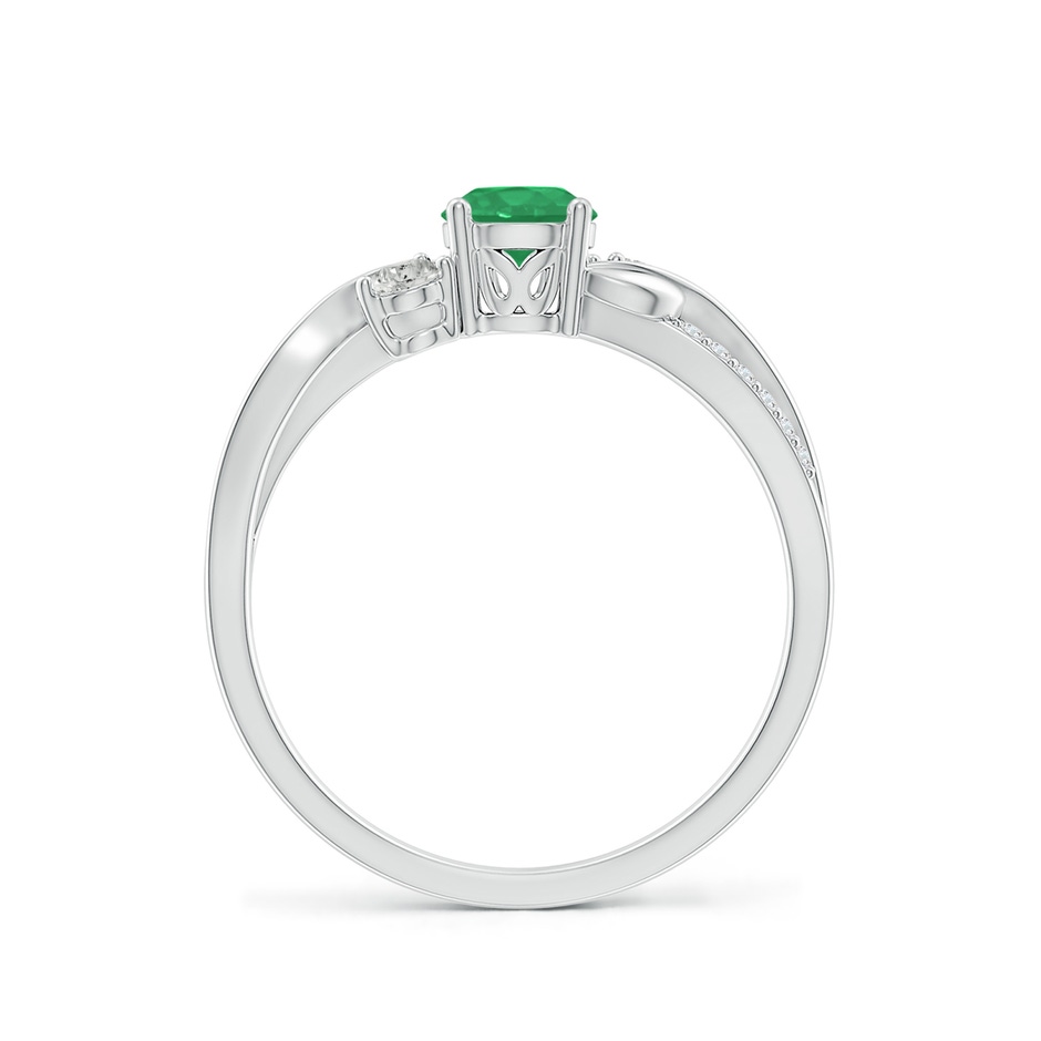 5mm A Emerald and Diamond Twisted Vine Ring in White Gold side 199