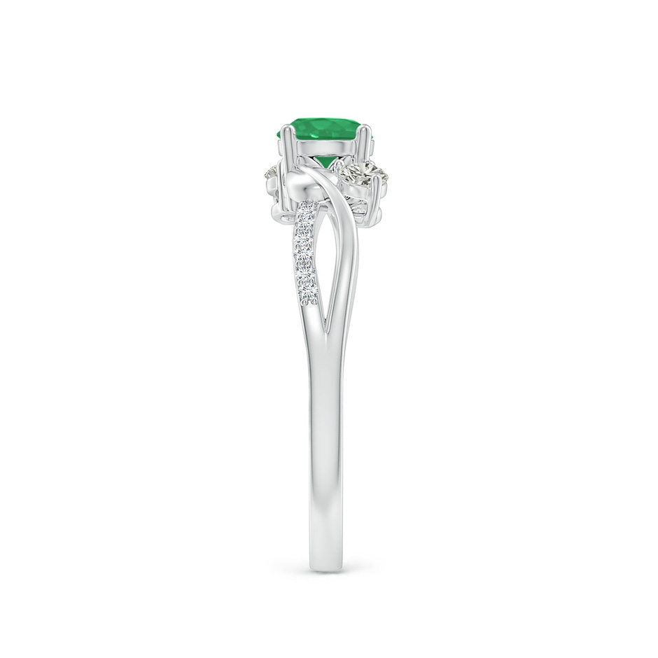 5mm A Emerald and Diamond Twisted Vine Ring in White Gold side 299