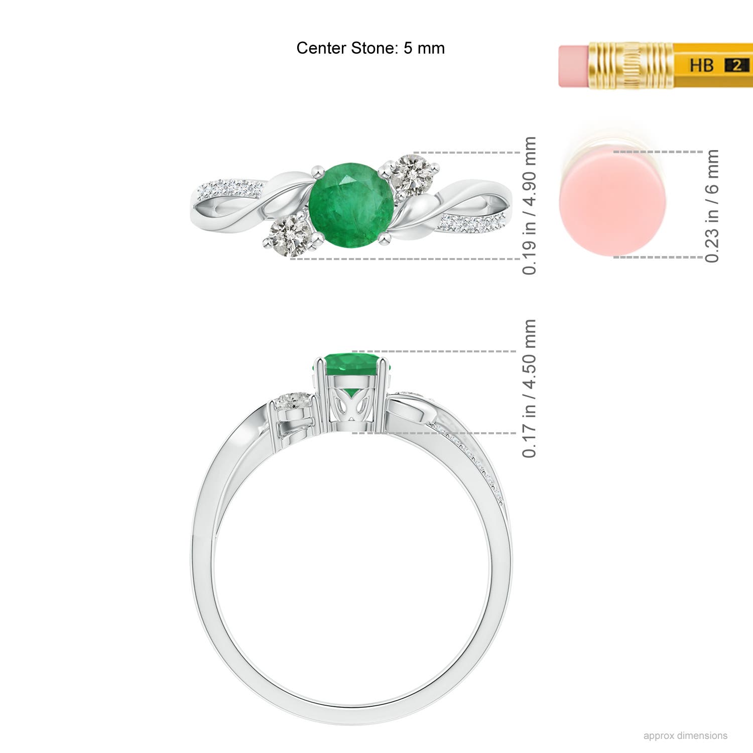 A - Emerald / 0.65 CT / 14 KT White Gold