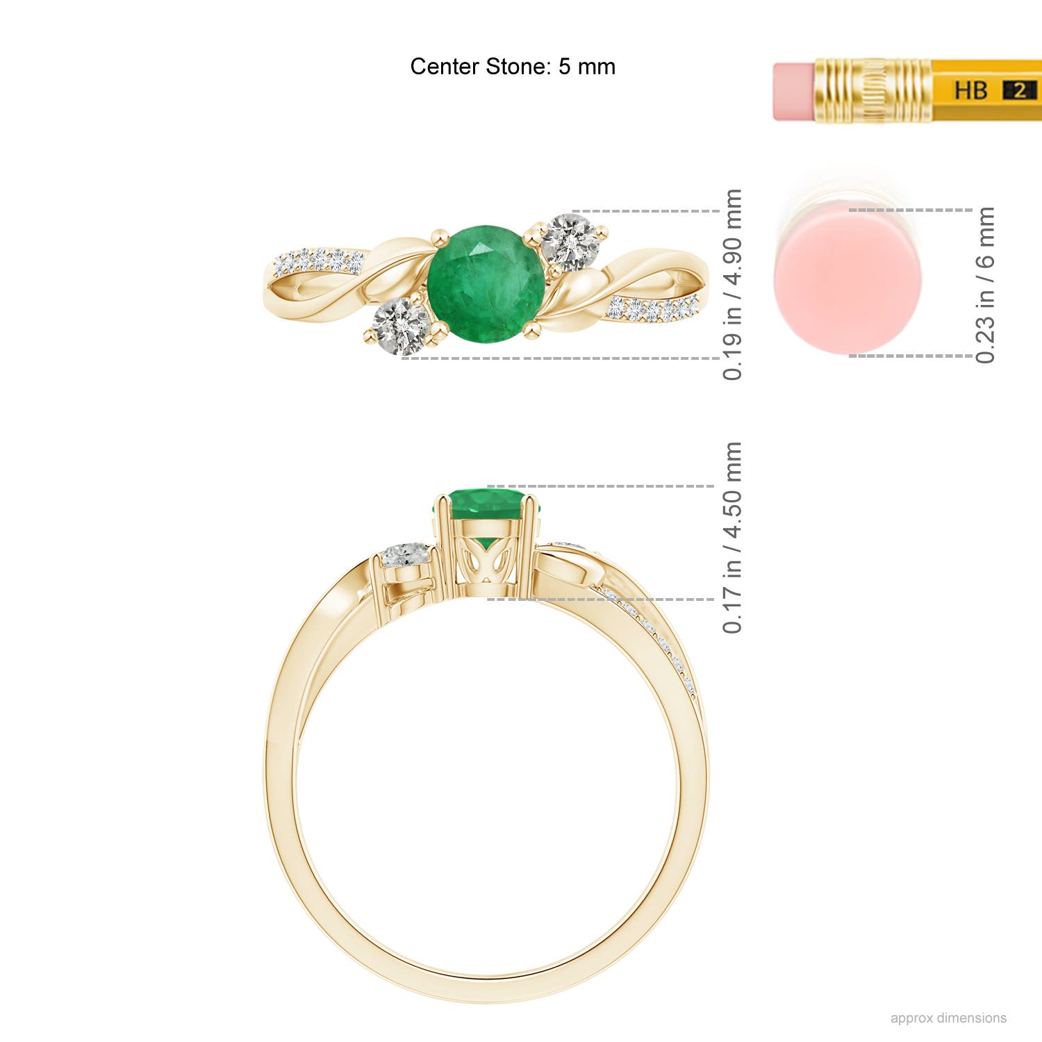 A - Emerald / 0.65 CT / 14 KT Yellow Gold