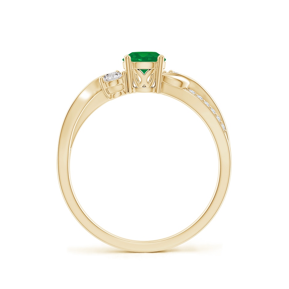 5mm AA Emerald and Diamond Twisted Vine Ring in 10K Yellow Gold side 199