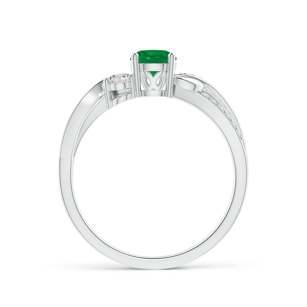 5mm AA Emerald and Diamond Twisted Vine Ring in White Gold Side 199