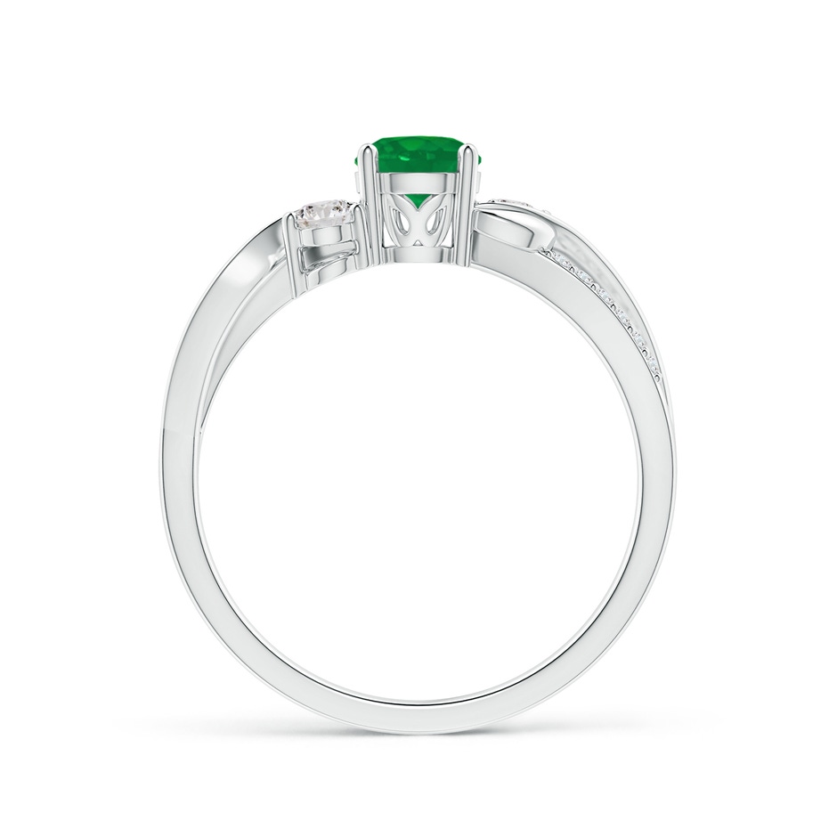 5mm AA Emerald and Diamond Twisted Vine Ring in White Gold side 199