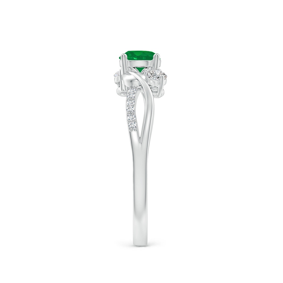 5mm AA Emerald and Diamond Twisted Vine Ring in White Gold side 299
