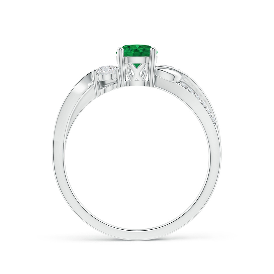 5mm AAA Emerald and Diamond Twisted Vine Ring in 9K White Gold side 199