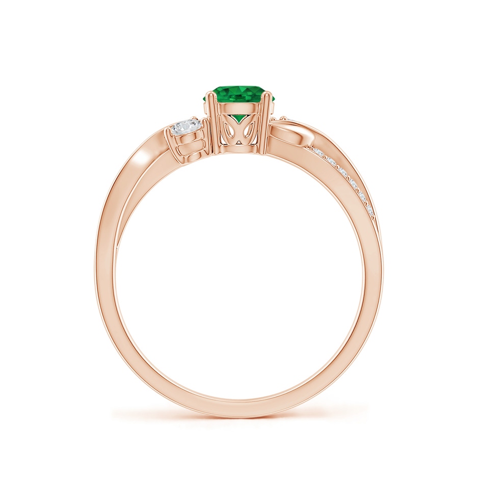 5mm AAA Emerald and Diamond Twisted Vine Ring in Rose Gold side 199