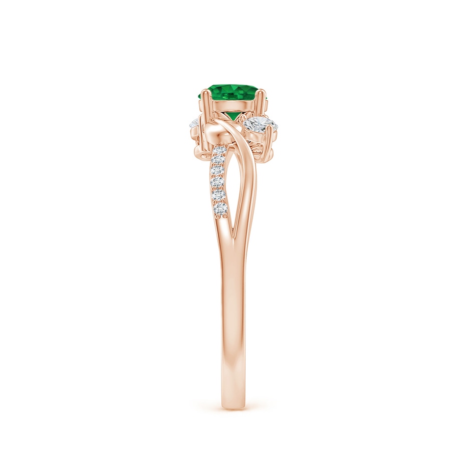 5mm AAA Emerald and Diamond Twisted Vine Ring in Rose Gold side 299