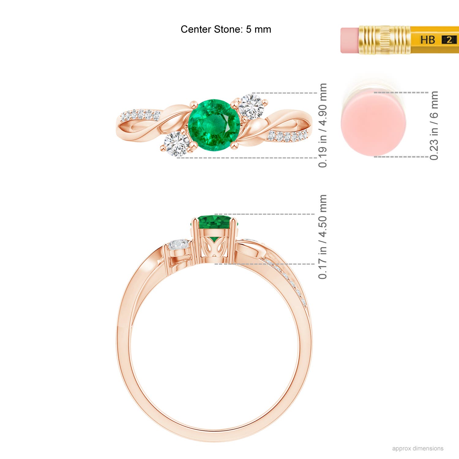 AAA - Emerald / 0.65 CT / 14 KT Rose Gold