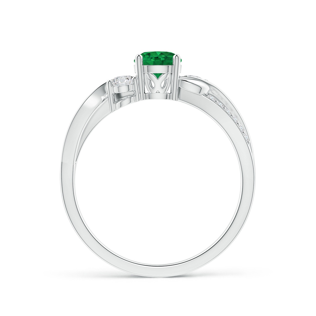 5mm AAA Emerald and Diamond Twisted Vine Ring in White Gold Side 199