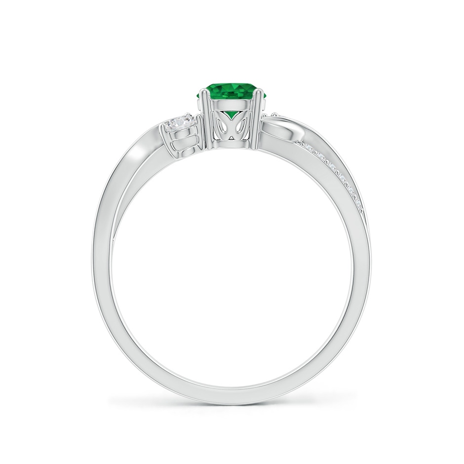 5mm AAA Emerald and Diamond Twisted Vine Ring in White Gold side 199