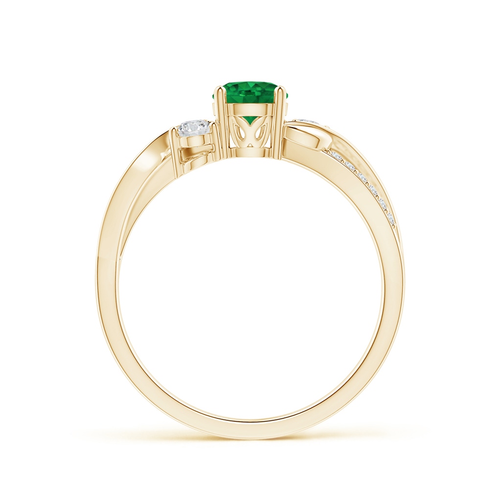 5mm AAA Emerald and Diamond Twisted Vine Ring in Yellow Gold Side 199