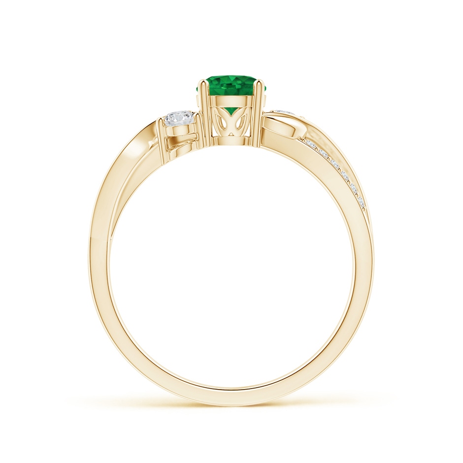 5mm AAA Emerald and Diamond Twisted Vine Ring in Yellow Gold side 199