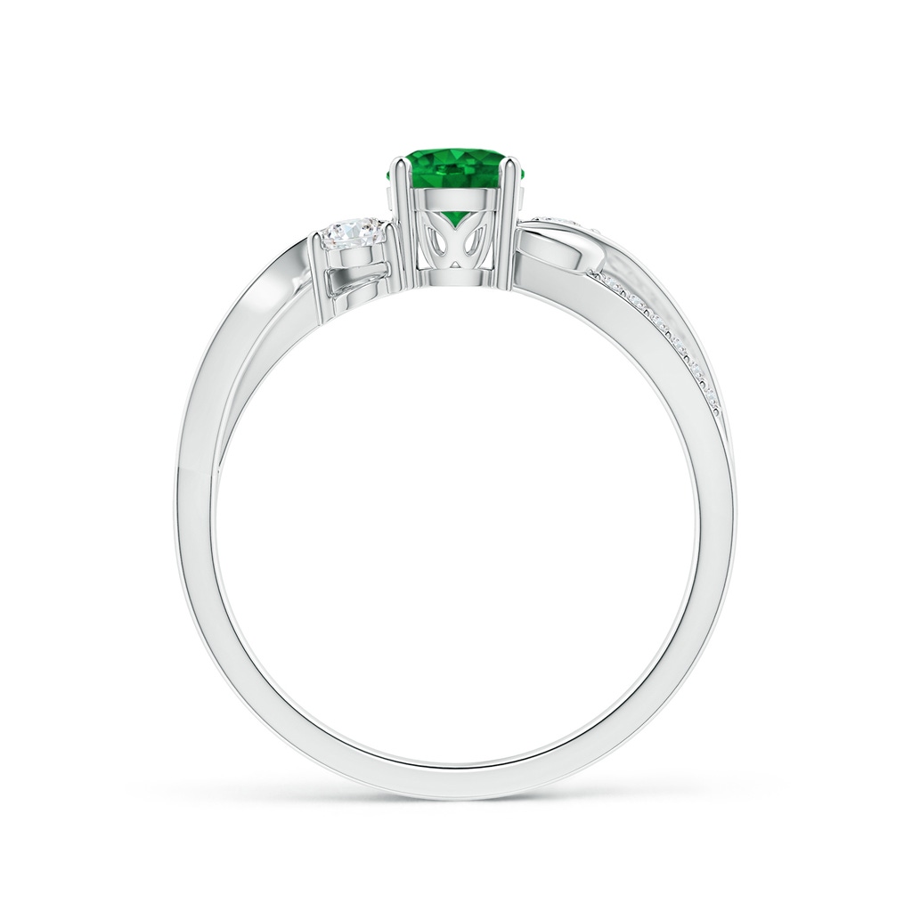 5mm AAAA Emerald and Diamond Twisted Vine Ring in 10K White Gold Side 199