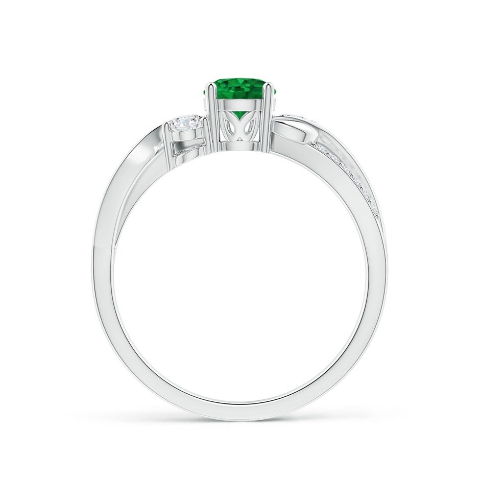 5mm AAAA Emerald and Diamond Twisted Vine Ring in 10K White Gold side 199