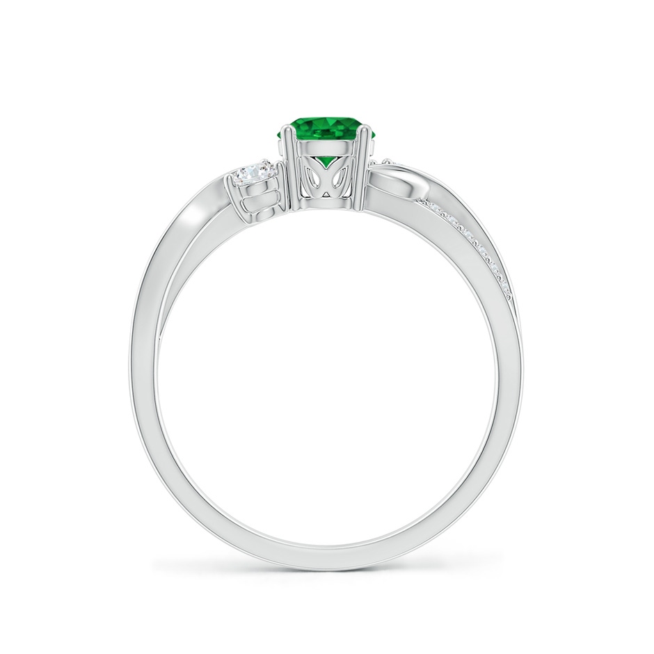 5mm AAAA Emerald and Diamond Twisted Vine Ring in P950 Platinum side 199