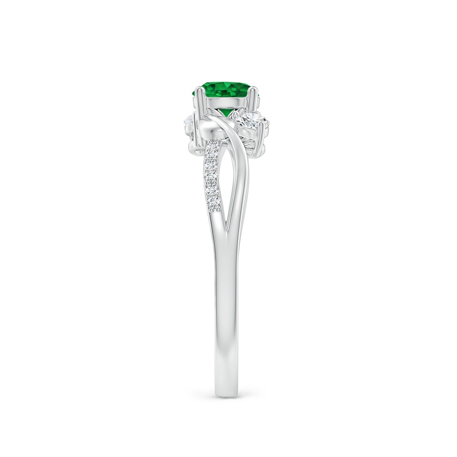 5mm AAAA Emerald and Diamond Twisted Vine Ring in P950 Platinum side 299