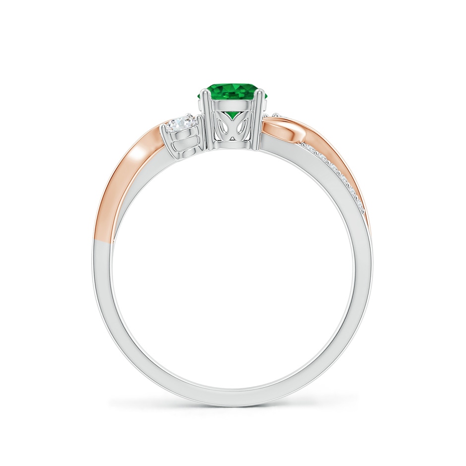 5mm AAAA Emerald and Diamond Twisted Vine Ring in White Gold Rose Gold side 199