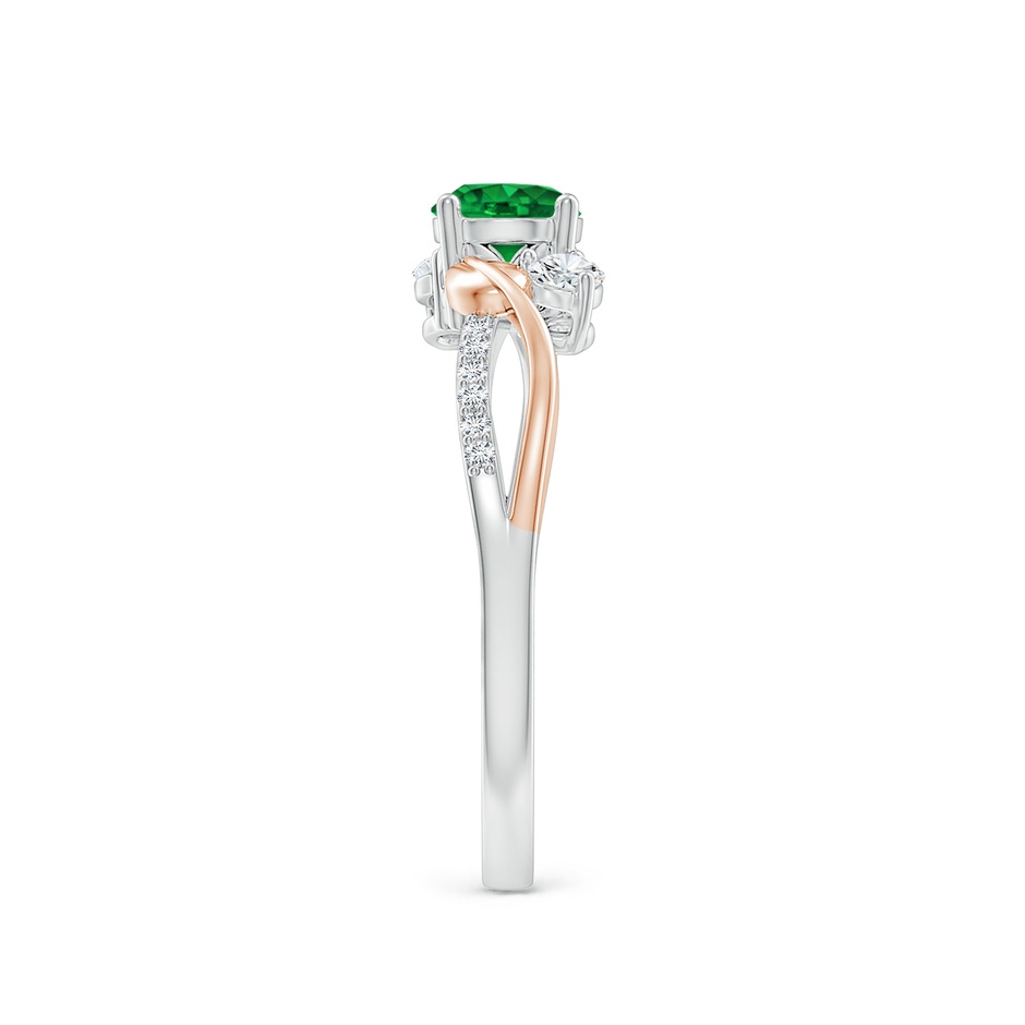 5mm AAAA Emerald and Diamond Twisted Vine Ring in White Gold Rose Gold side 299