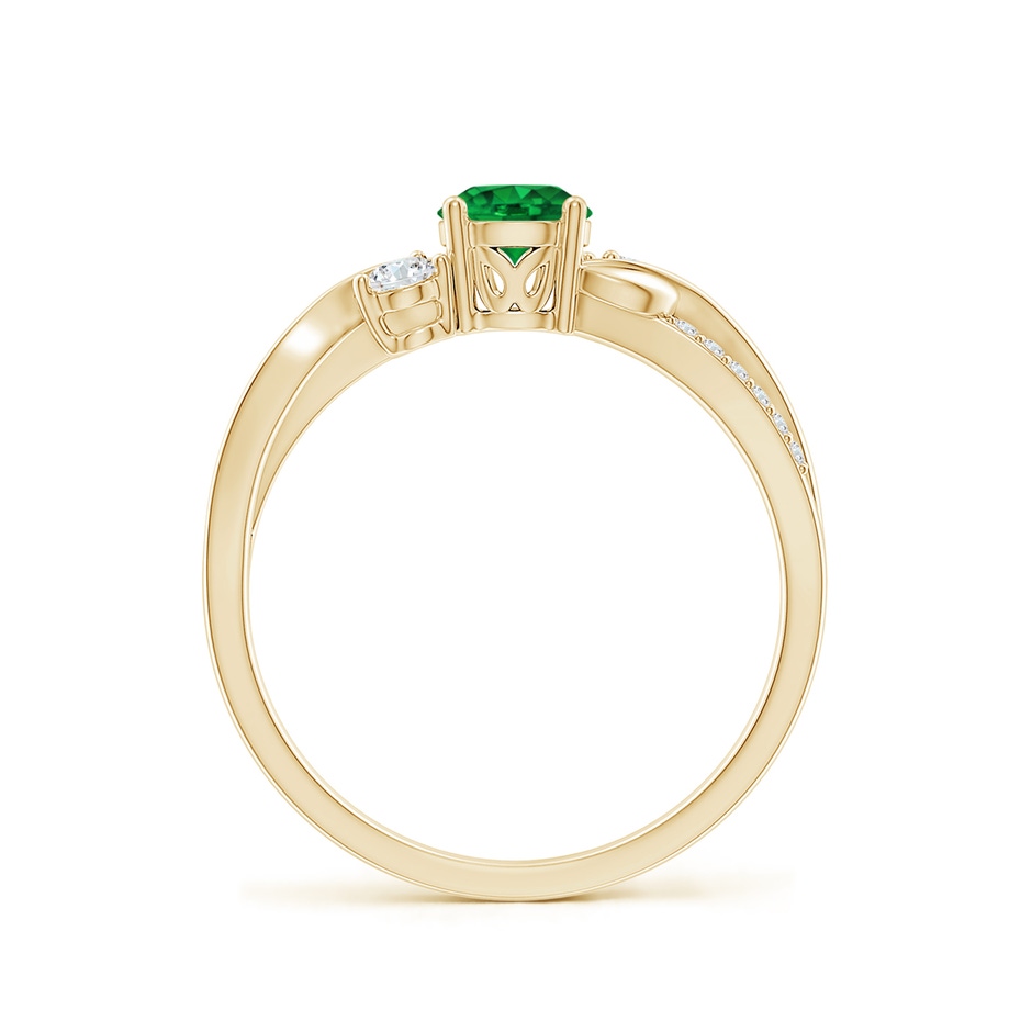 5mm AAAA Emerald and Diamond Twisted Vine Ring in Yellow Gold side 199