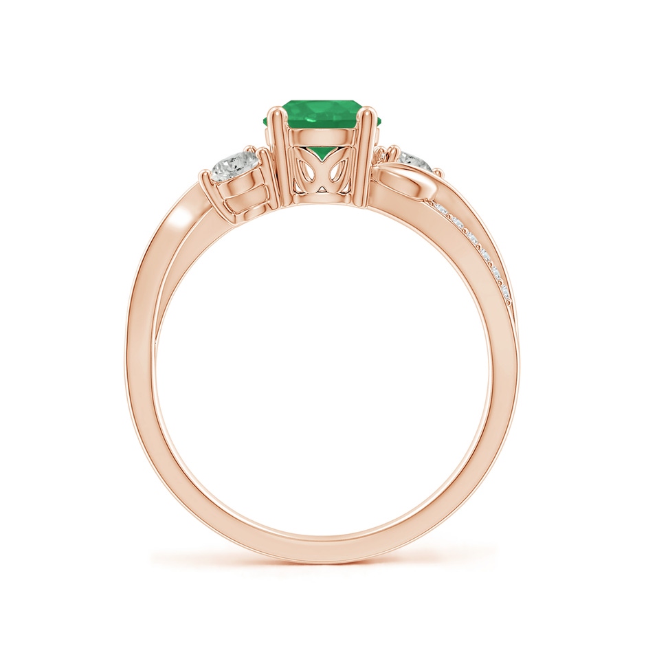 6mm A Emerald and Diamond Twisted Vine Ring in Rose Gold side 199