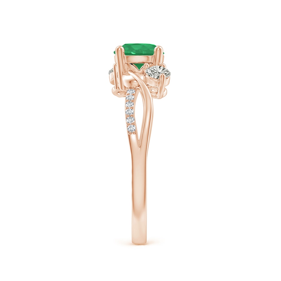 6mm A Emerald and Diamond Twisted Vine Ring in Rose Gold side 299