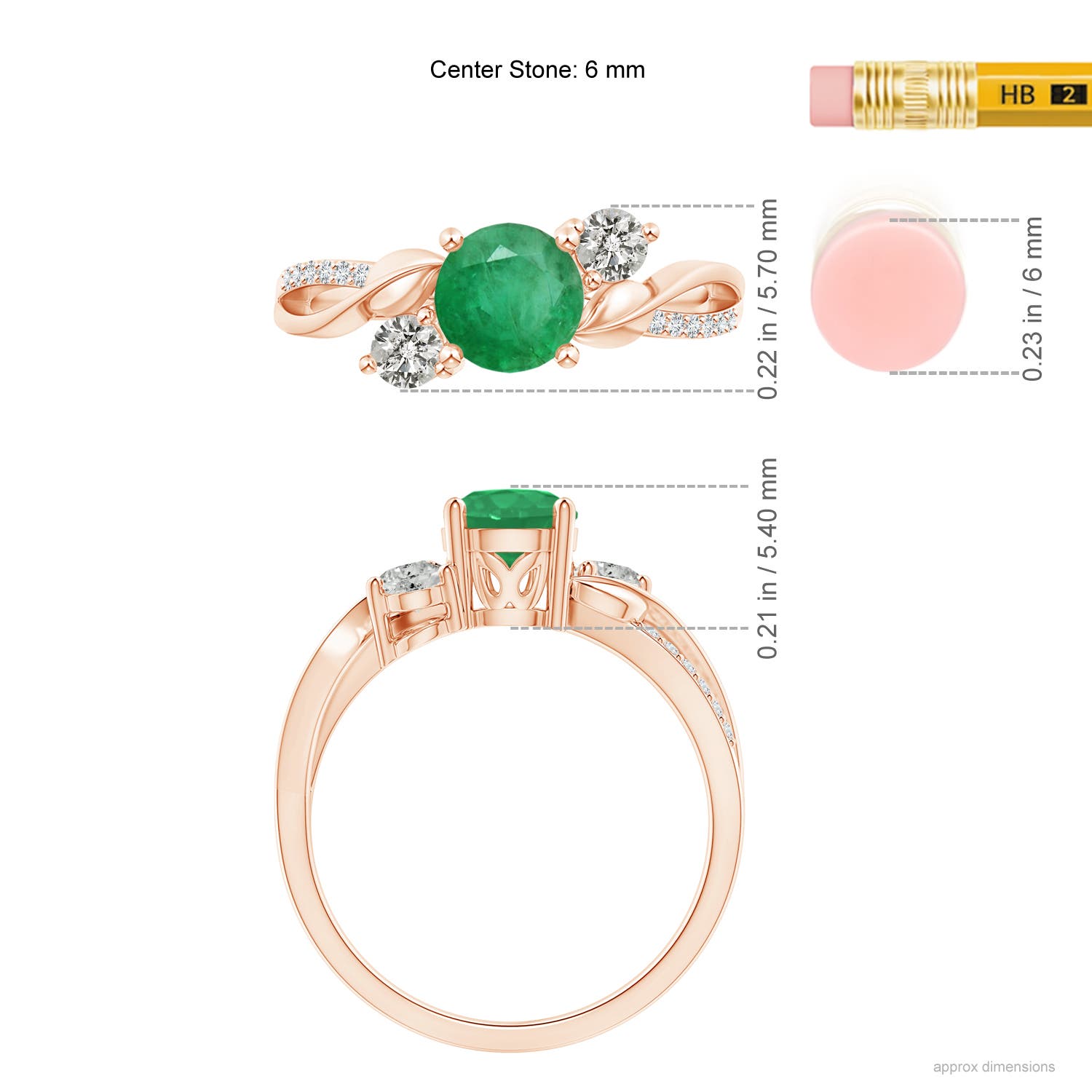 A - Emerald / 1.02 CT / 14 KT Rose Gold