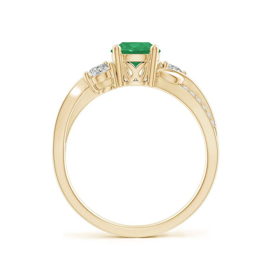 6mm A Emerald and Diamond Twisted Vine Ring in Yellow Gold side 199