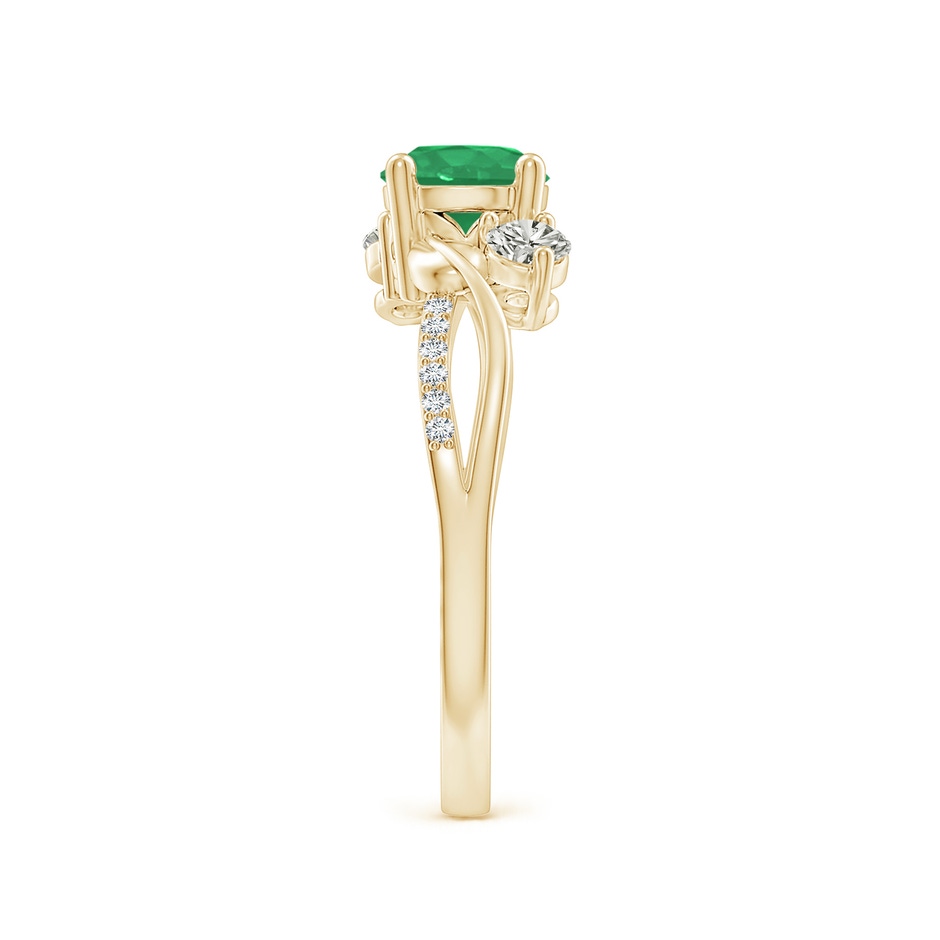 6mm A Emerald and Diamond Twisted Vine Ring in Yellow Gold side 299